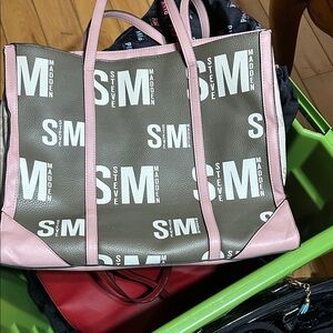 Steve Madden Pink and Black Logo Tote